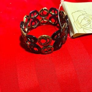 Intricate Black and Gold Cuff Bracelet